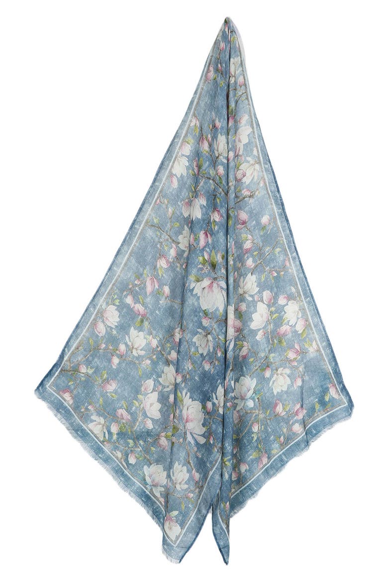 Floral Modal & Cashmere Scarf, Alternate, color, DUSTY TEAL