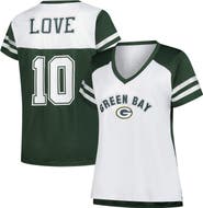 FANATICS Women's Fanatics Jordan Love White Green Bay Packers Plus Size Bling Raglan V-Neck T-Shirt