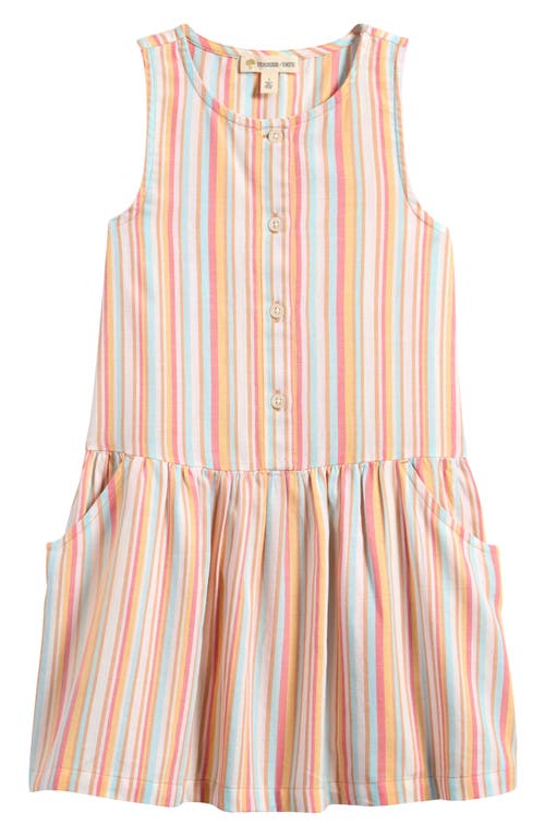 Tucker + Tate Kids' Stripe Sleeveless Cotton Drop Waist Dress In Tan Spice Serena Stripe