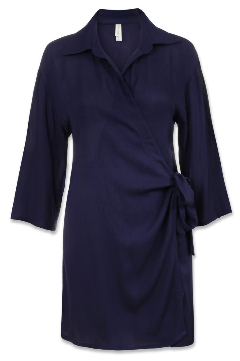 Monaco Wrap Dress, Alternate, color, Navy