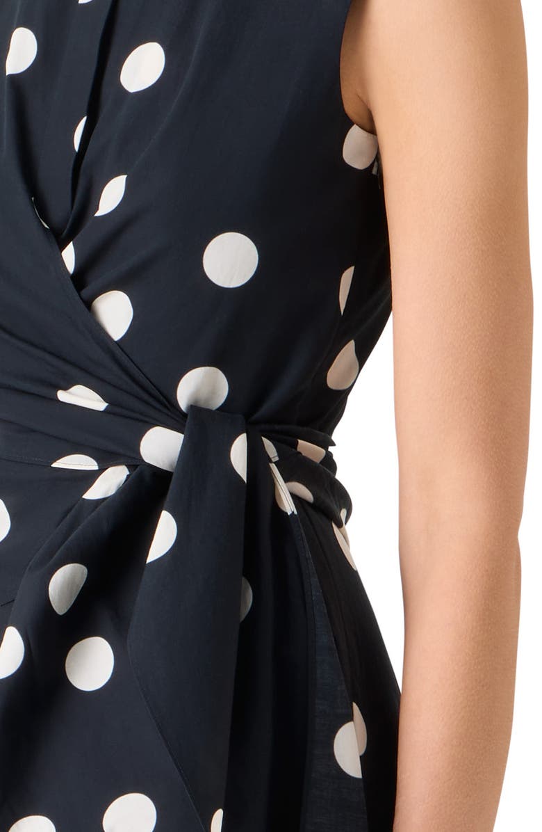 Akris punto Polka Dot Cotton Poplin Faux Wrap Shirtdress, Alternate, color, Black-Cream