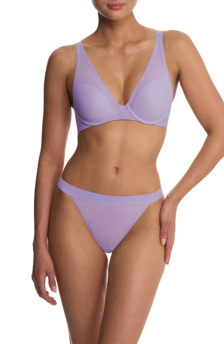 Natori True Zen Plunge T-Shirt Bra, Alternate, color, Purple Pearl