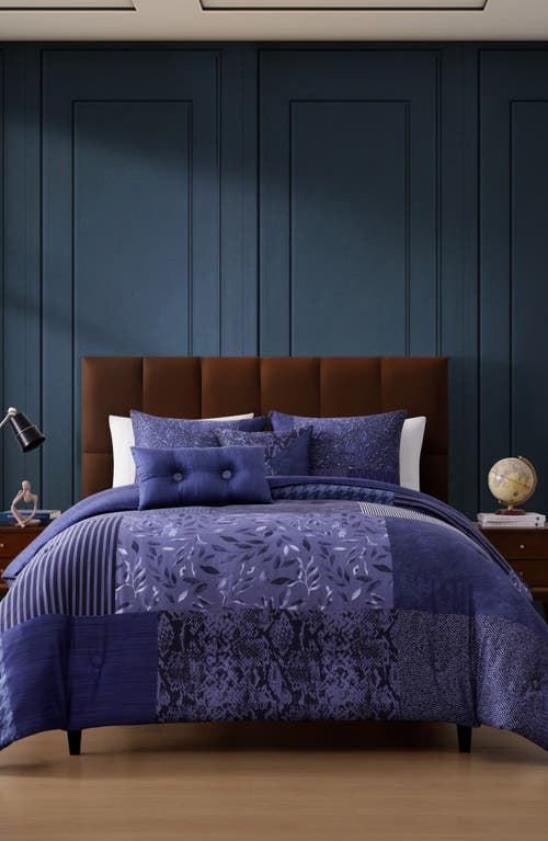 Bebejan Blue Denim Patchwork 5-piece Comforter Set In Blue