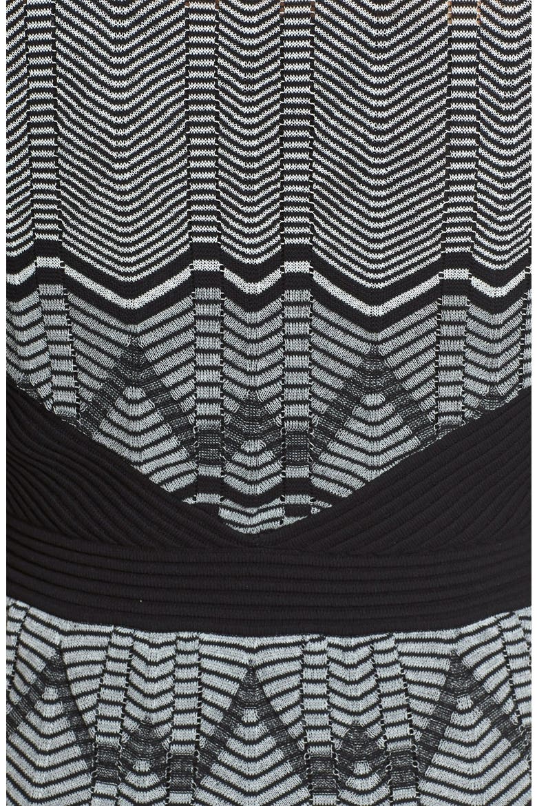 Zigzag & Wave Knit Dress, Alternate, color, BLACK