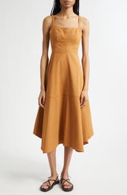 A.L.C. Harlow Fit & Flare Linen Blend Midi Dress