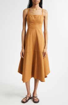 A.L.C. Harlow Fit & Flare Linen Blend Midi Dress