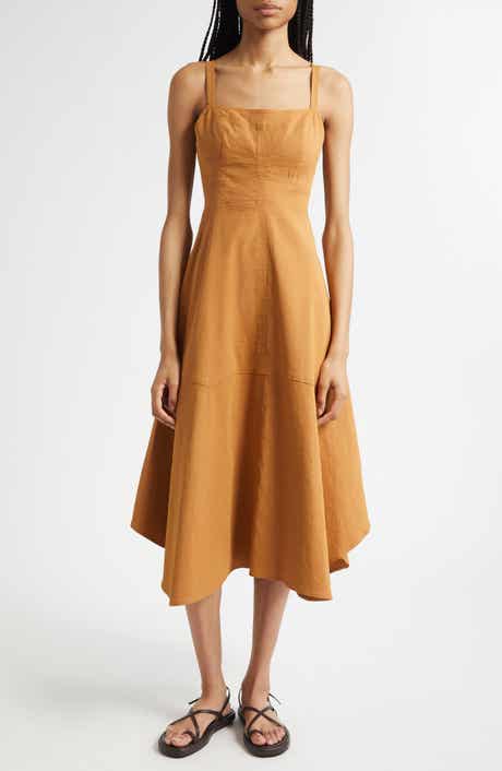 A.L.C. Harlow Fit & Flare Linen Blend Midi Dress