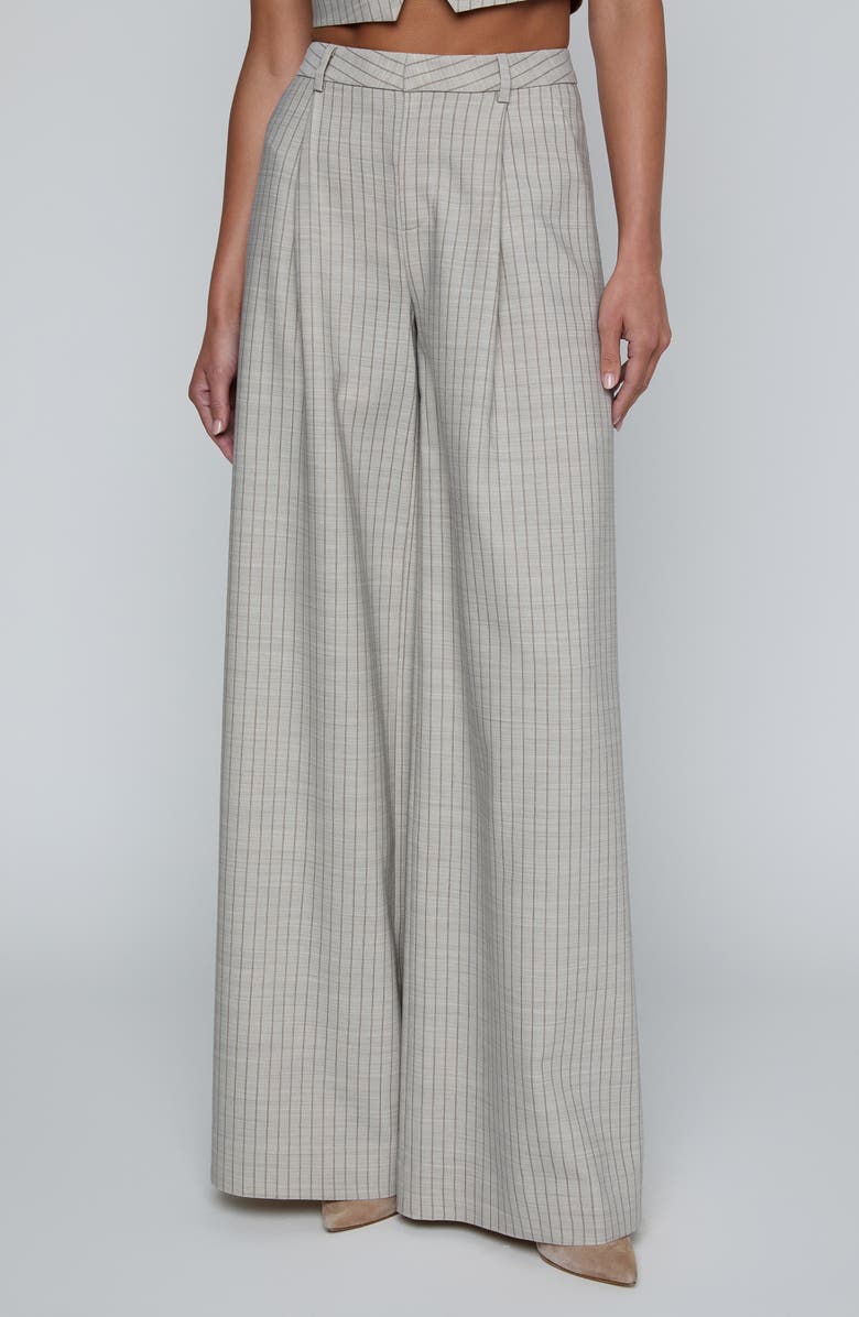 L'AGENCE Allanah Pinstripe Wide Leg Pants, Main, color, Grey/ Tan Pinstripe