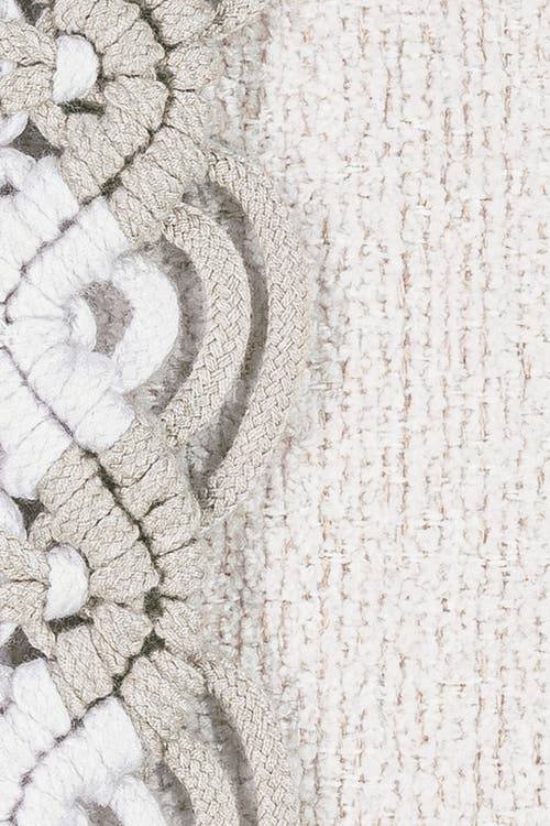 Elaine Smith Distinct Oyster Hand Macrame & Chenille Indoor & Outdoor Woven Accent Pillow