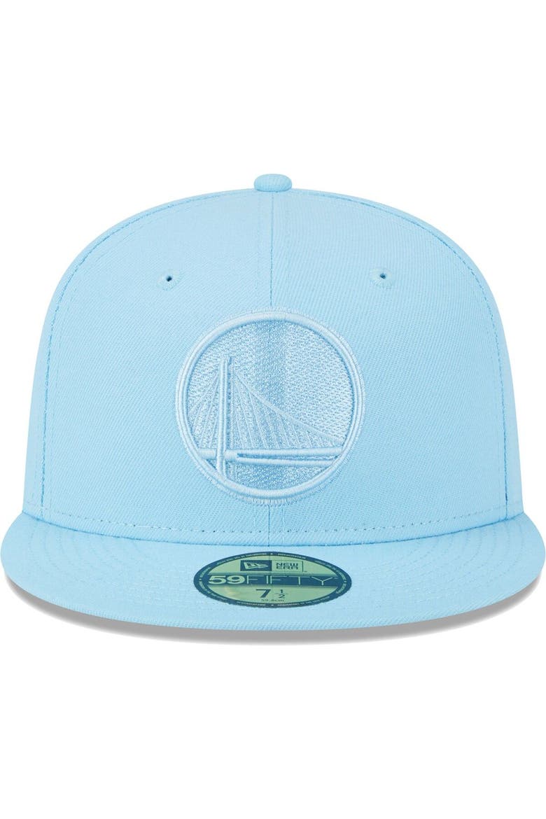 Men's New Era Powder Blue Golden State Warriors Spring Color Pack 59FIFTY Fitted Hat, Alternate, color, Powder Blue