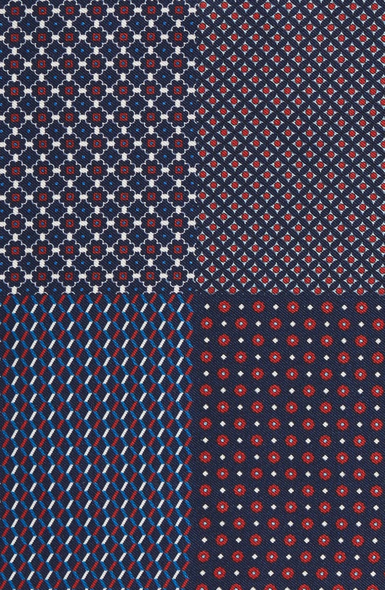 Eton Quadrant Silk Pocket Square, Alternate, color, Navy Blue
