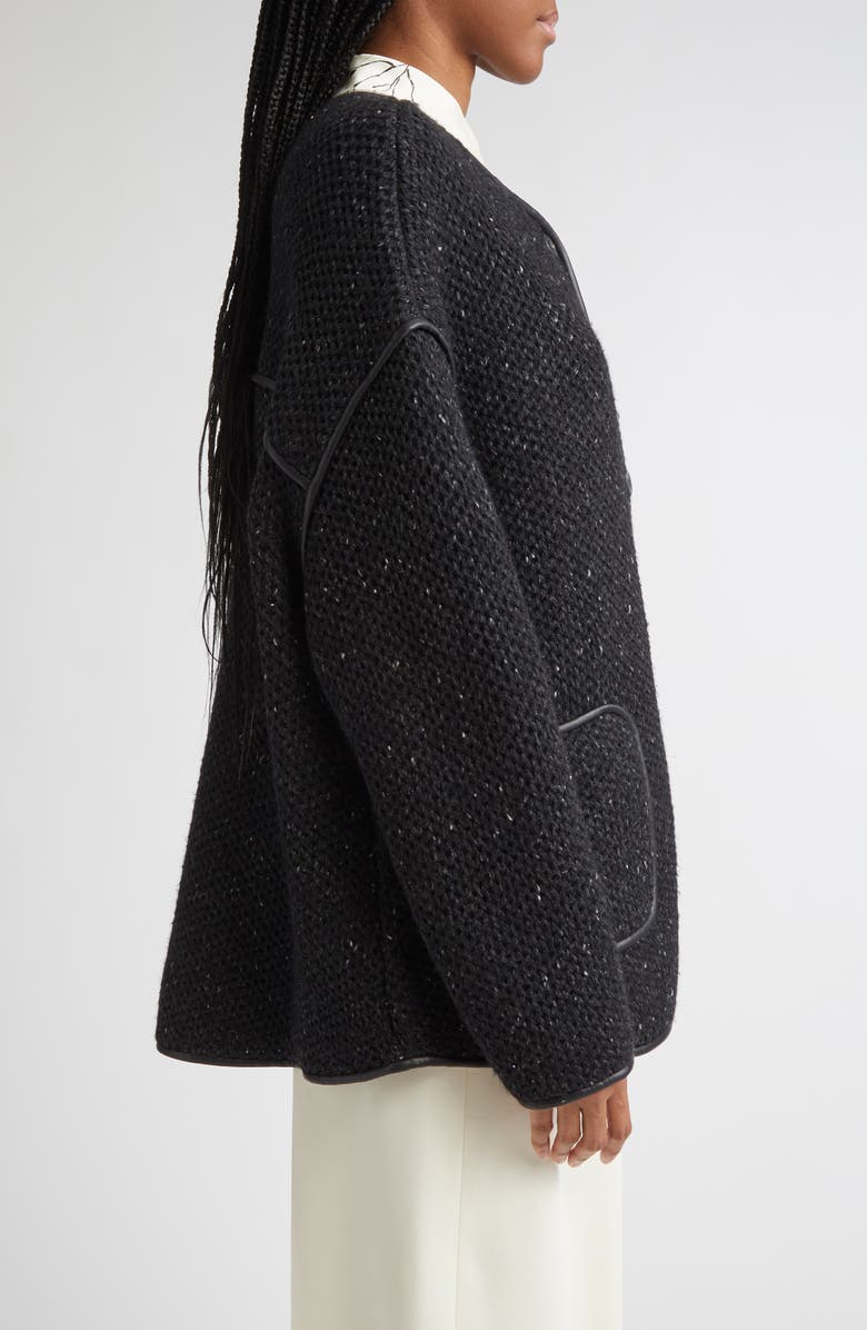 Altuzarra Medrano Oversize Merino Wool Blend Knit Jacket, Alternate, color, Black