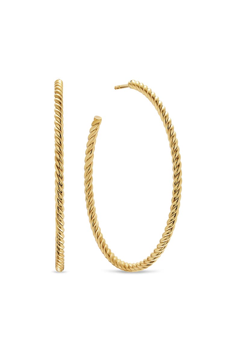 Cable Hoop Earrings in 18K Yellow Gold, 42.3mm, Main, color, YELLOW GOLD