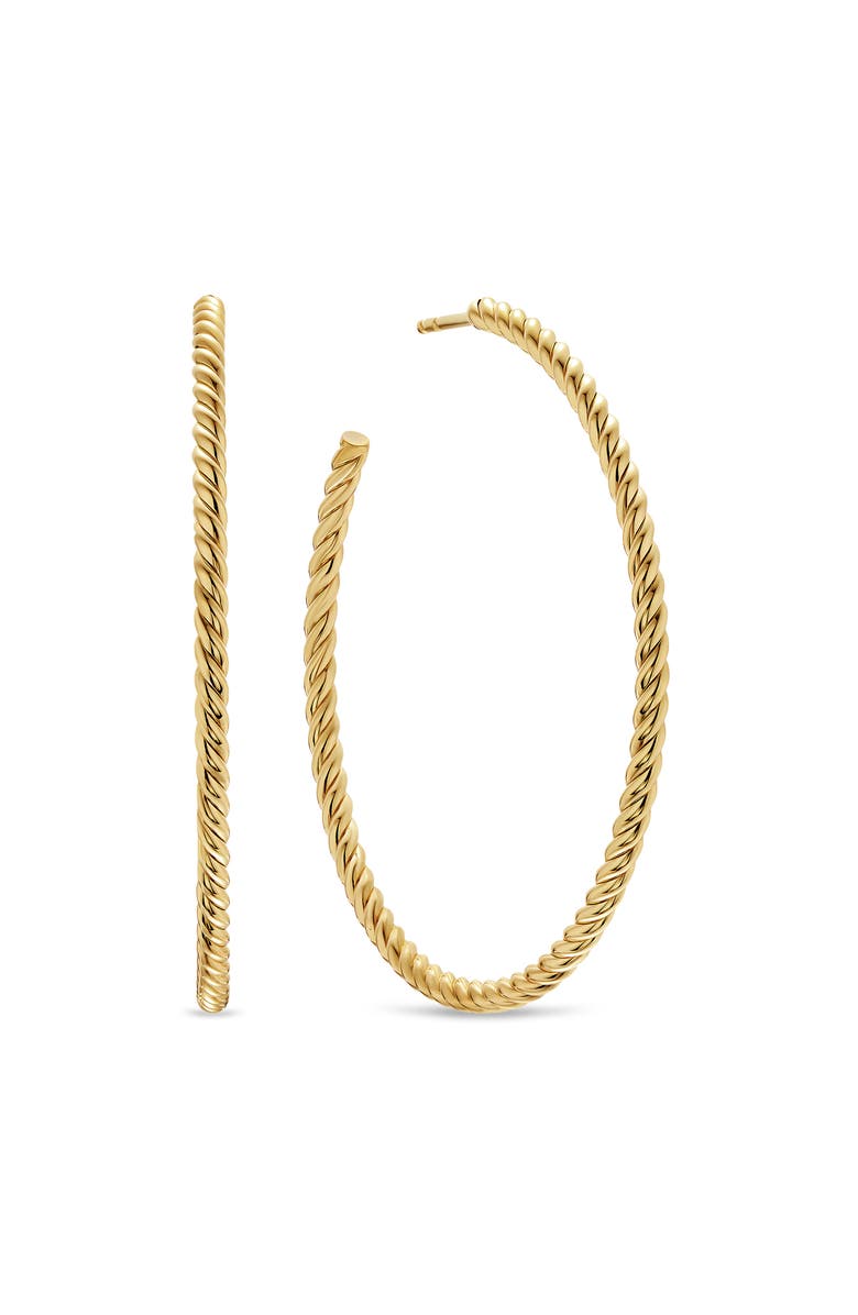 David Yurman Cable Hoop Earrings in 18K Yellow Gold, 42.3mm, Main, color, Yellow Gold