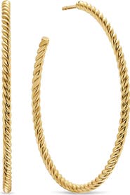 David Yurman Cable Hoop Earrings in 18K Yellow Gold, 42.3mm