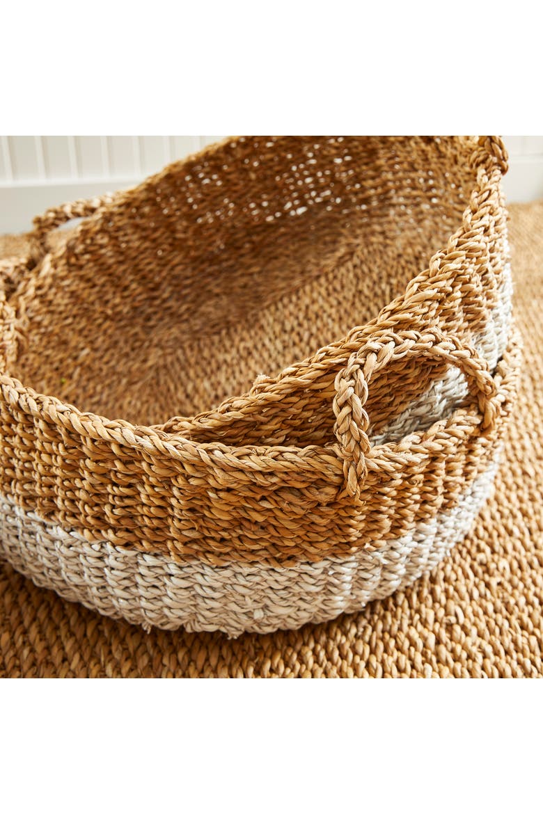 Seagrass Shallow Baskets With Handles Set of 3, Alternate, color, Beige