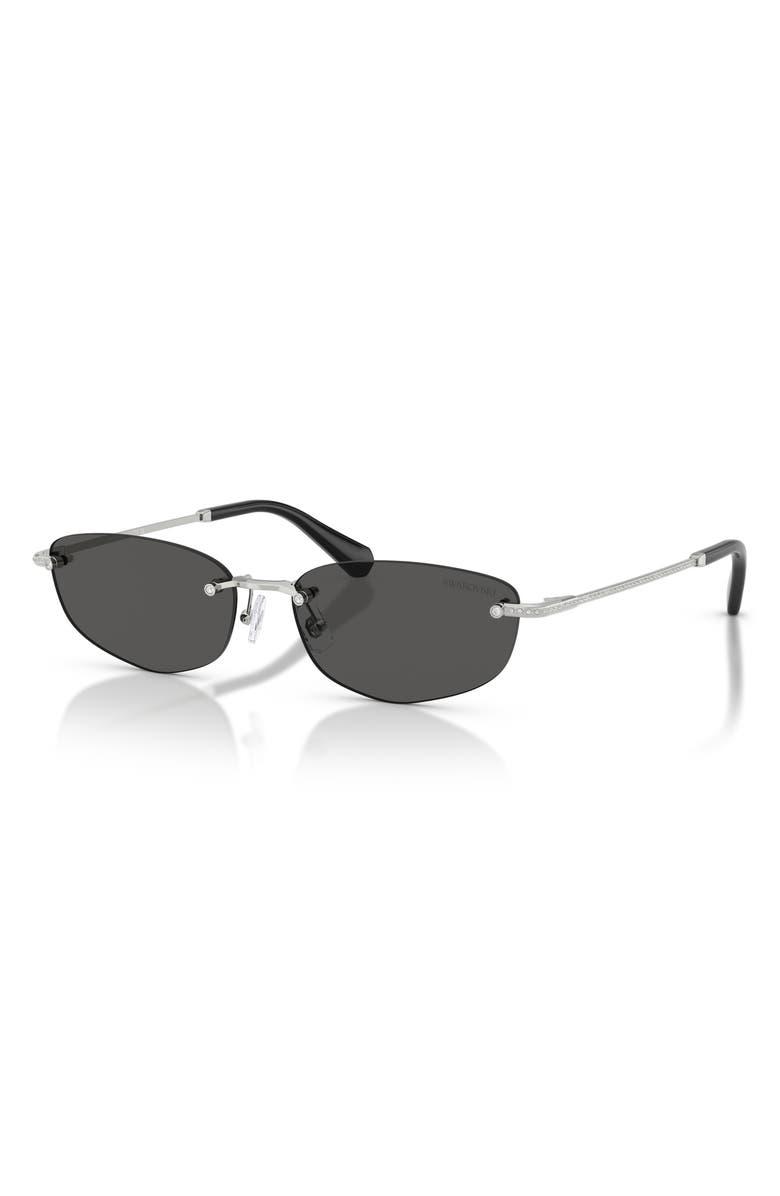 Swarovski 57mm Irregular Sunglasses, Alternate, color, Silver / Dark Grey
