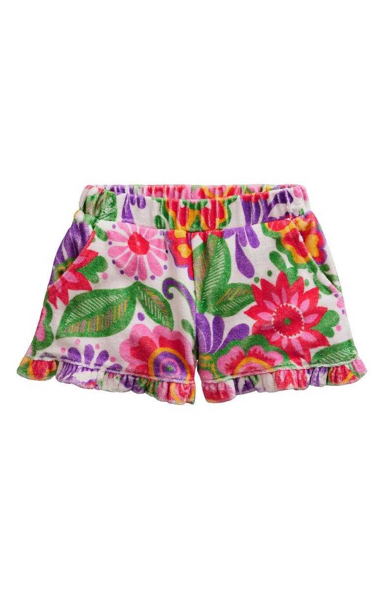 Mini Boden Kids' Floral Terry Cloth Shorts, Main, color, Yellow Multi Festival Floral