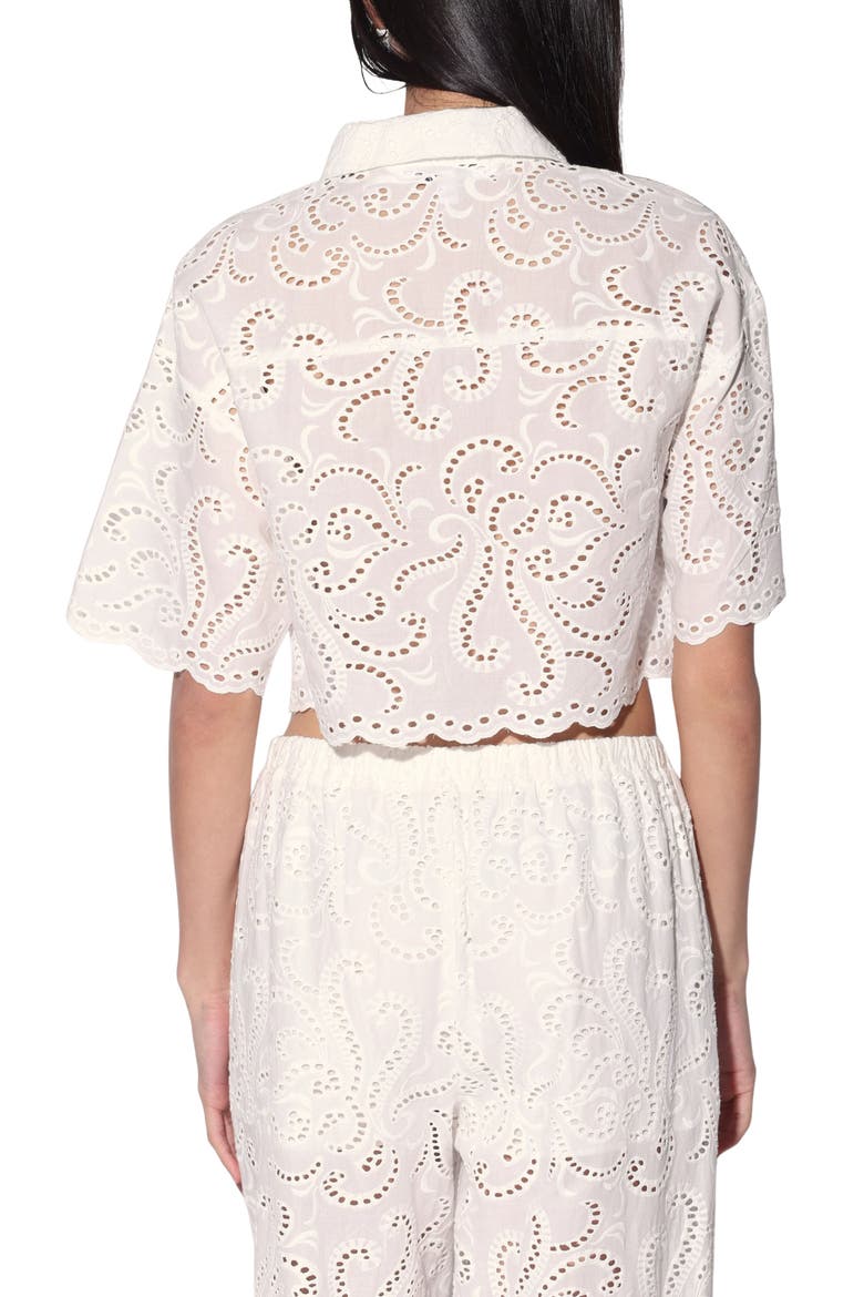 Cindy Eyelet Cropped Top, Alternate, color, WHITE