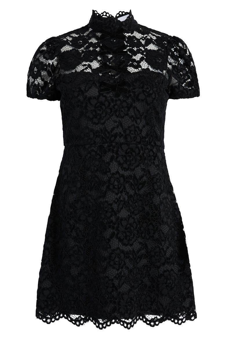 Trish Floral Lace Dress, Alternate, color, BLACK