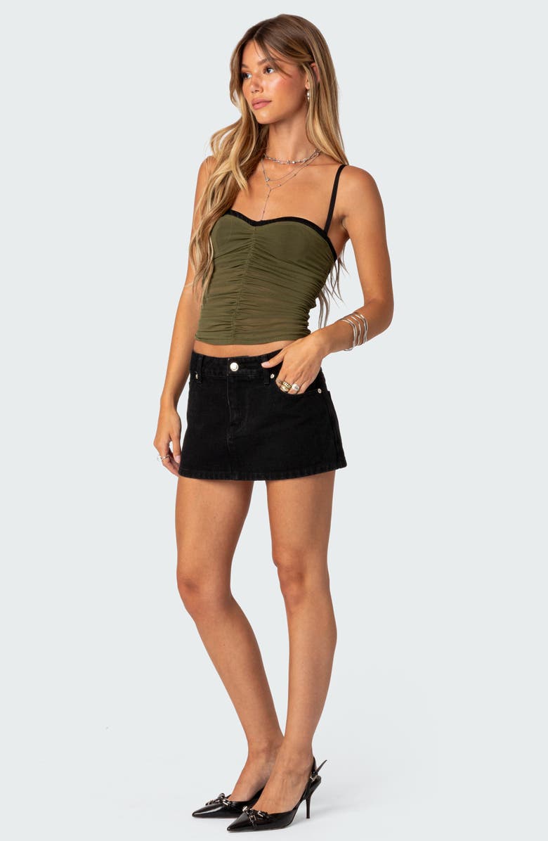 EDIKTED Moira Ruched Mesh Bra Top, Alternate, color, Olive