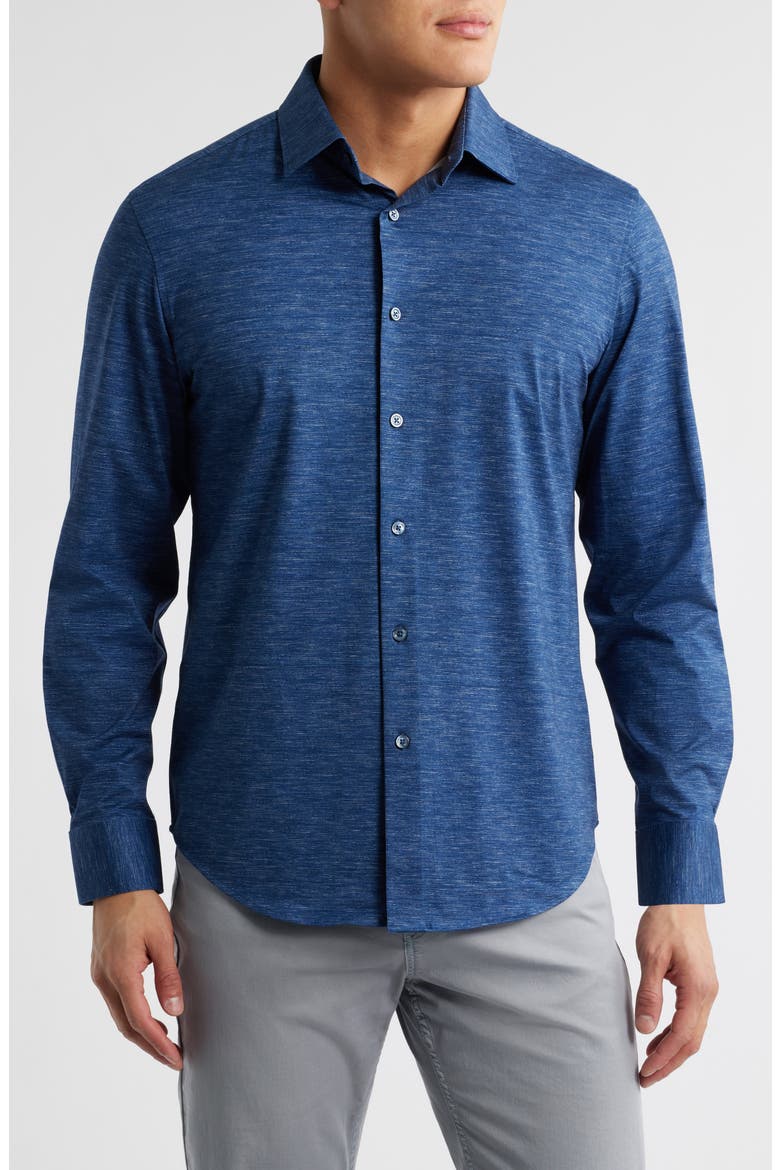 James OoohCotton® Space Dye Button-Up Shirt, Main, color, NAVY