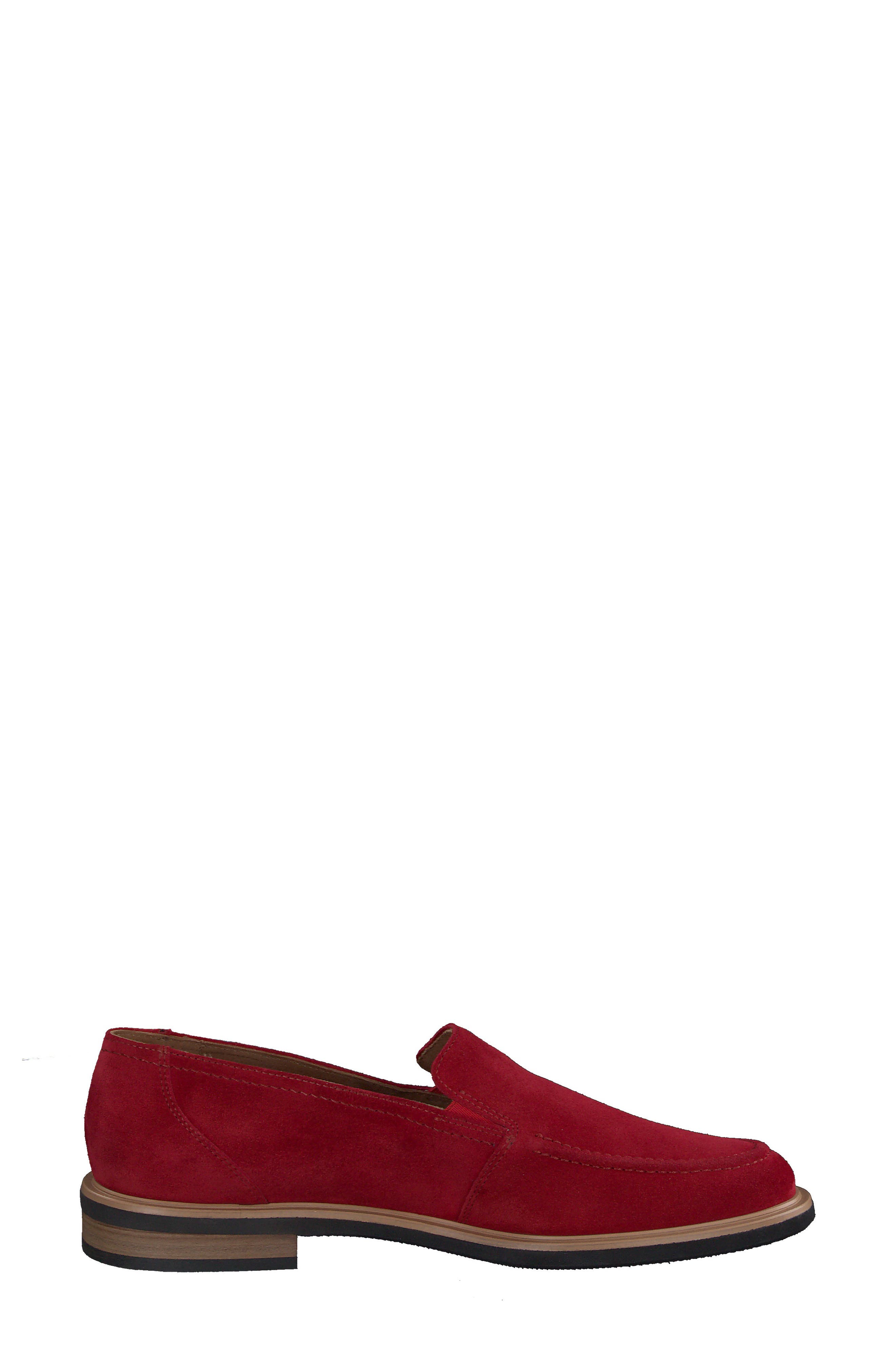 Shelby Moc Toe Slip-On Flat, Alternate, color, RED SOFT SUEDE