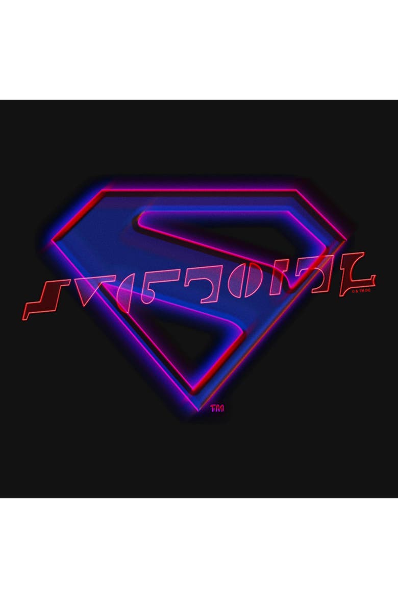 Girl's Supergirl Neon Classic Logo  Graphic T-Shirt, Alternate, color, Black