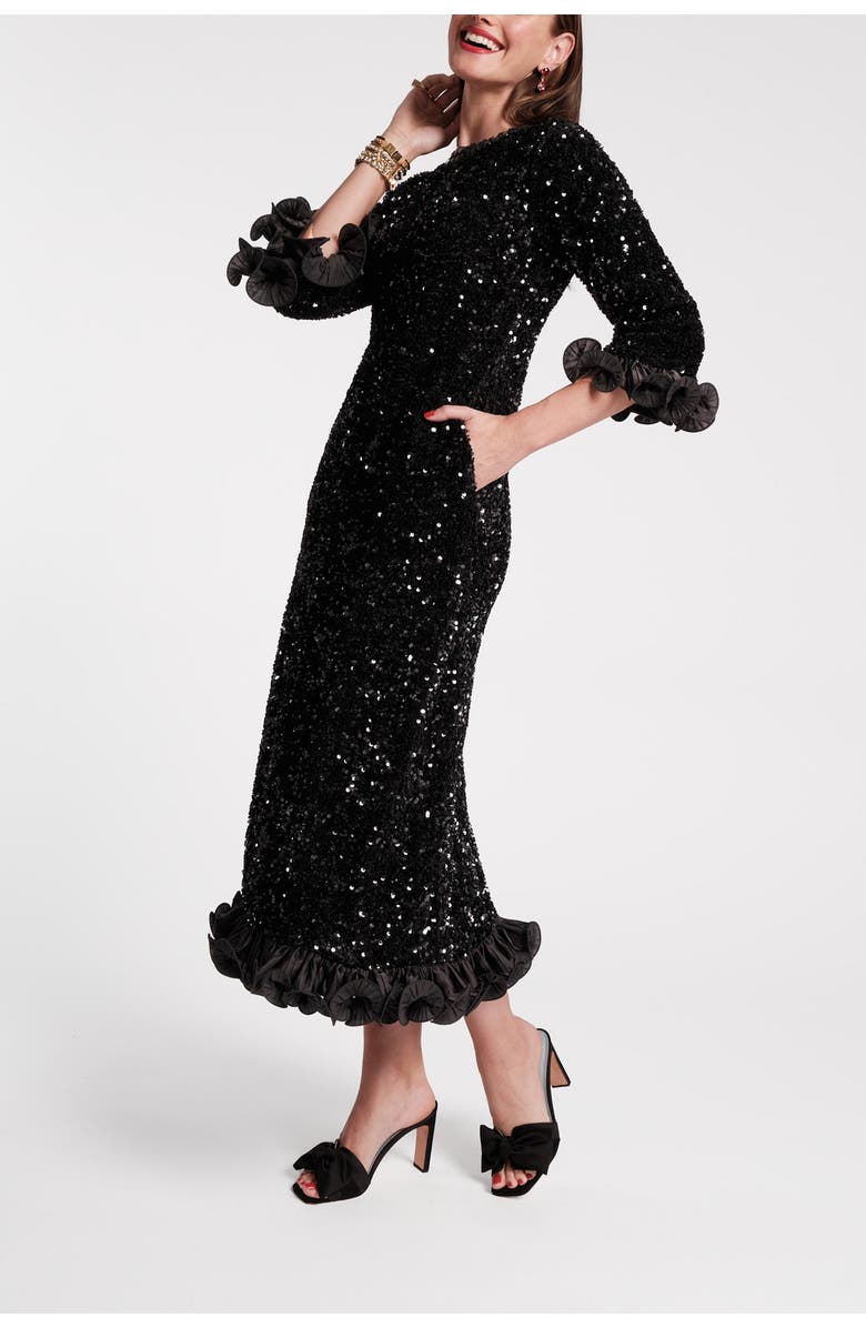 Frances Valentine Plaza Midi Dress Sequin Poly Satin, Alternate, color, 