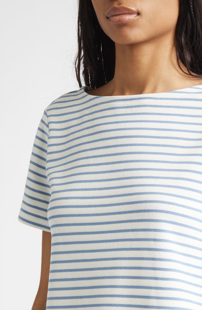 Veronica Beard Hovey Stripe Boat Neck T-Shirt, Alternate, color, Dove Lake Mist