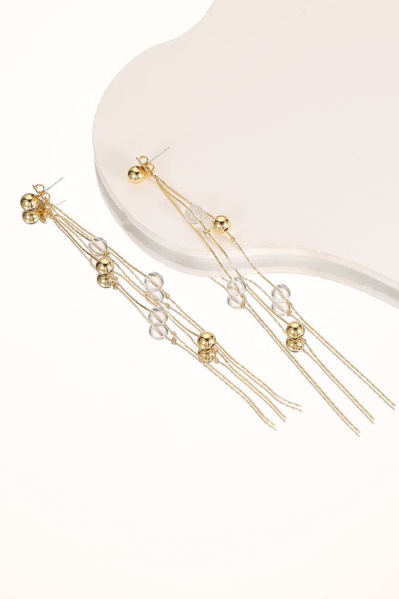 FrostLily Mini Clear Crystal and Bead Drop Earrings, Alternate, color, Gold