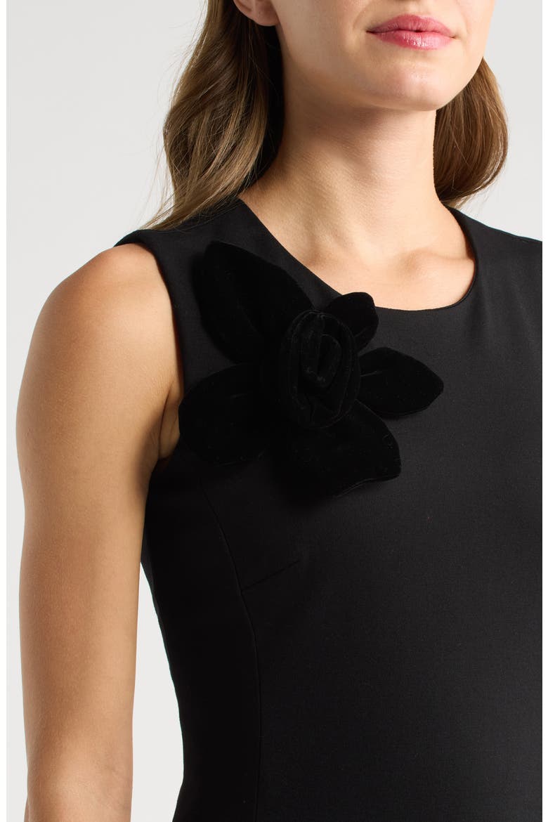 Velvet Floral Appliqu Fit & Flare Dress, Alternate, color, ANNE BLACK