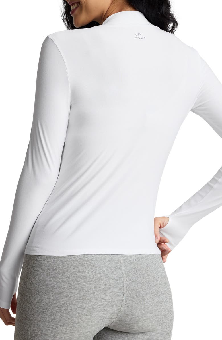 Beyond Yoga Featherweight Mock Neck Long Sleeve Top, Alternate, color, Cloud White
