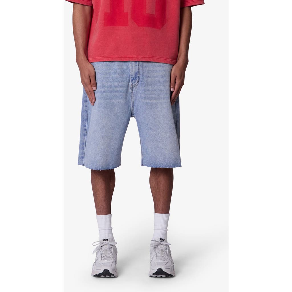 Mnml Baggy Raw Hem Denim Shorts In Blue