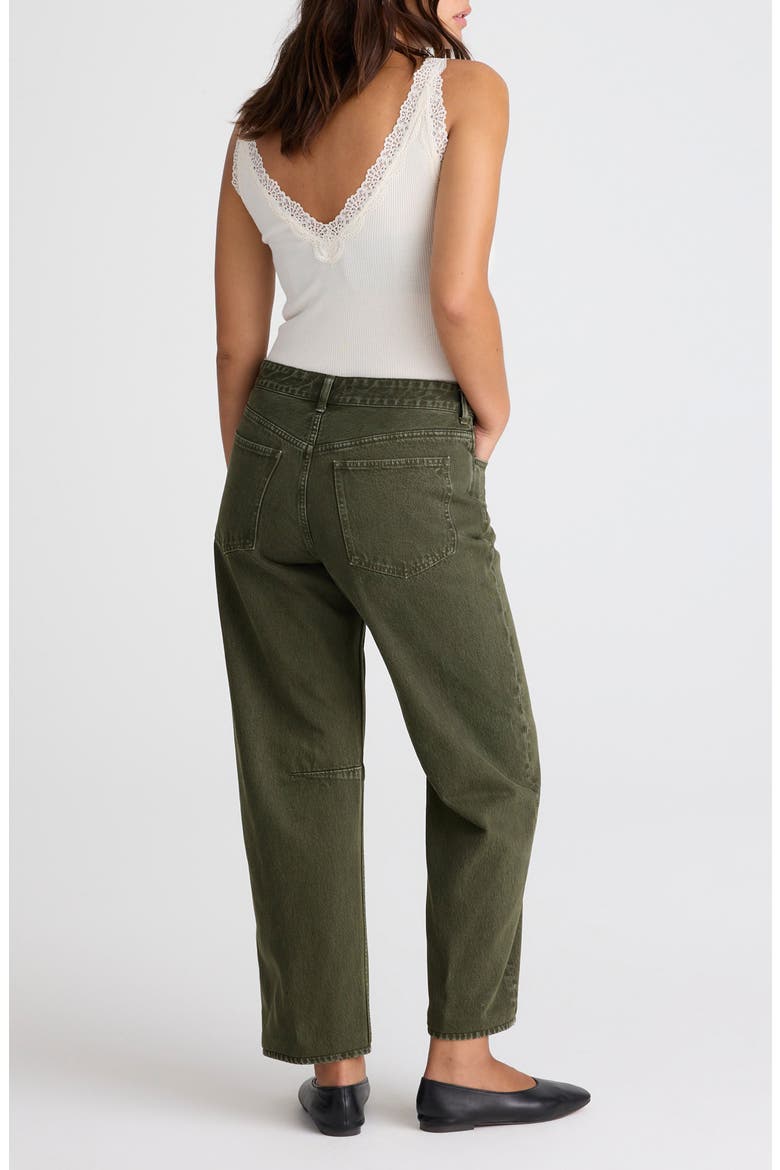 Darted Barrel Leg Jeans, Alternate, color, MOSSY UMBER