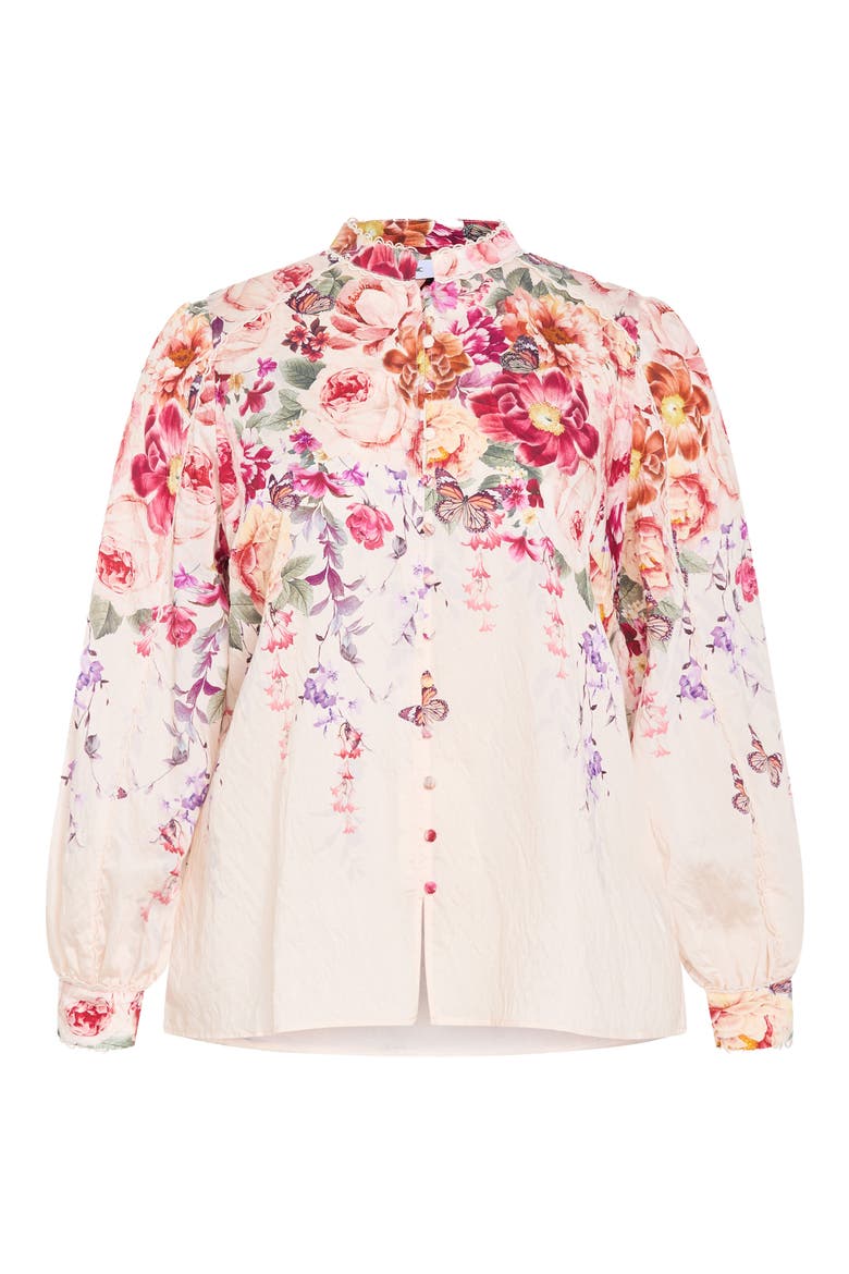 Gianna Floral Print Woven Shirt, Alternate, color, EDEN GARDEN