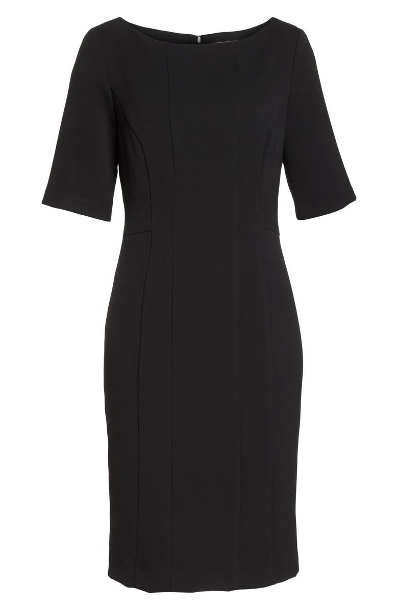 Eliza J Bateau Neck Crepe Sheath Dress, Alternate, color, 