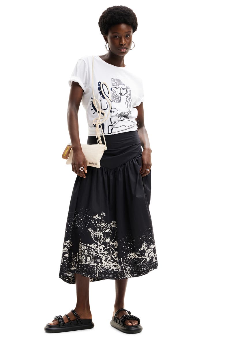 Desigual Tristan Embellished Cotton Graphic T-Shirt, Alternate, color, White