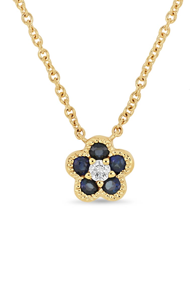 El Mar Gemstone & Diamond Flower Pendant Necklace (Online Trunk Show), Alternate, color, 18K GOLD/ DIAMOND/ SAPPHIRE