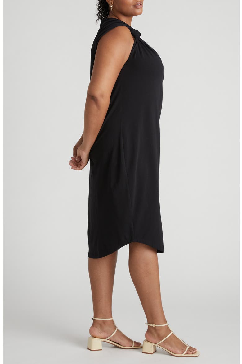Geneva Knot Shoulder Jersey Dress, Alternate, color, BLACK