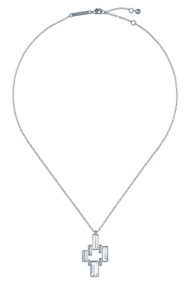 Demina Deco Crystal Pendant Necklace, Main, color, SILVER TONE CLEAR CRYSTAL
