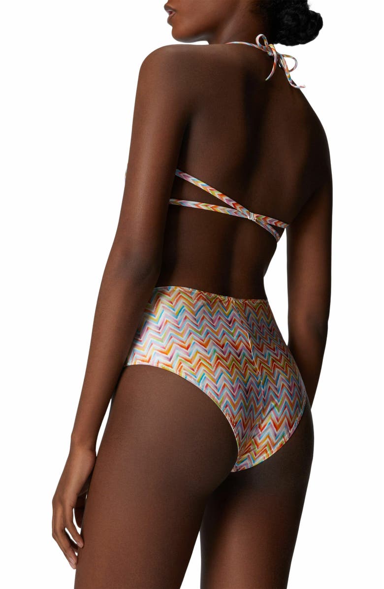 Missoni Bikini With High-waisted Bottoms And Zig Zag Pattern, Alternate, color, Multicoloured