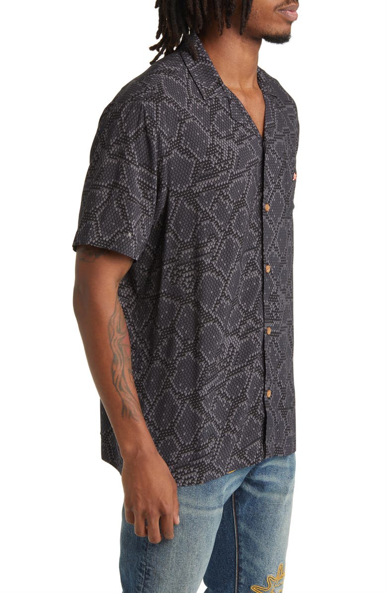 ICECREAM Snakeskin Print Short Sleeve Camp Shirt, Alternate, color, 