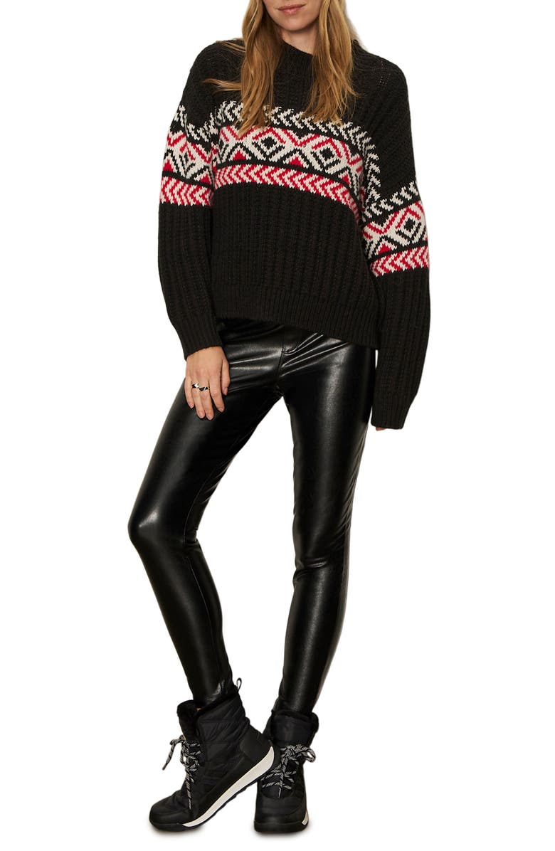 Sanctuary Intarsia Sweater, Alternate, color, Black/ Multi
