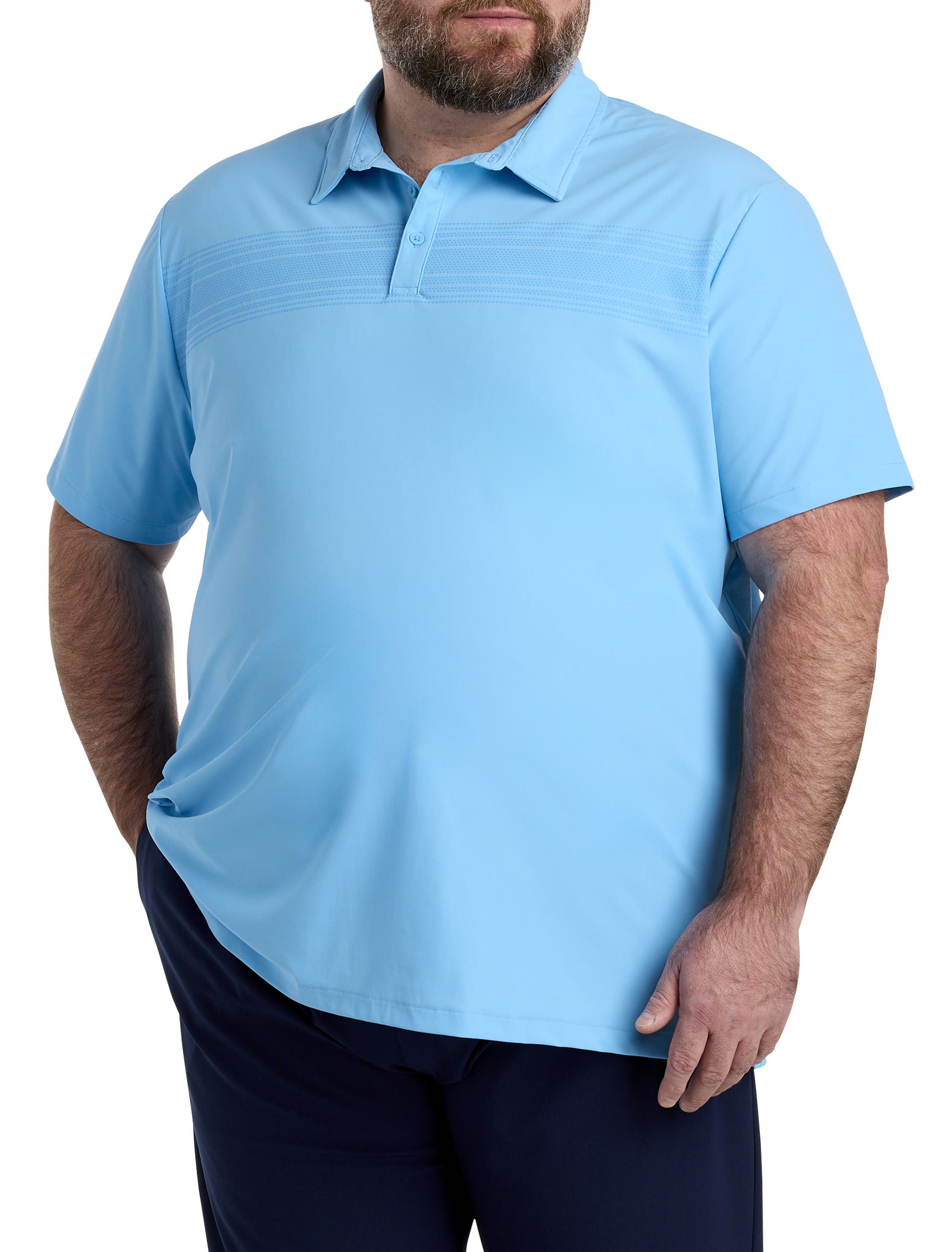 Society of One by DXL Big & Tall Performance Polo Shirt in Azure Blue 