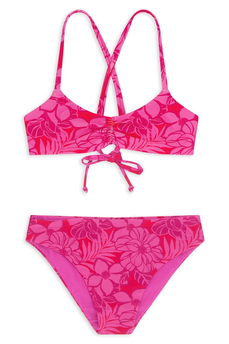 Kids' Sunshine Days UPF 50+ Two-Piece Swimsuit, Main, color, PINK SUNSET