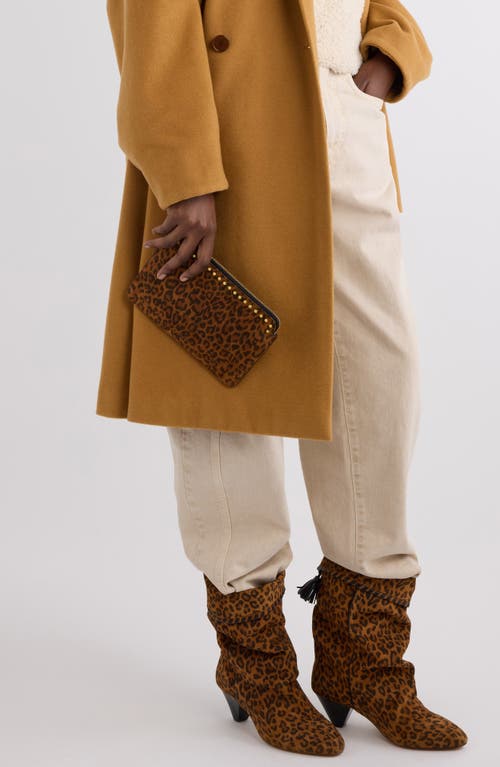 Isabel Marant Oskan Leopard Print Suede Flat Pouch In Brown