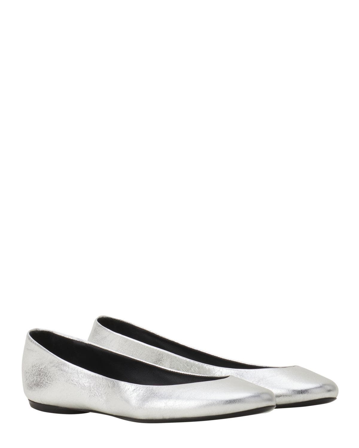 Lanvin The Metallic Leather Ballerina Flat, Alternate, color, Silver