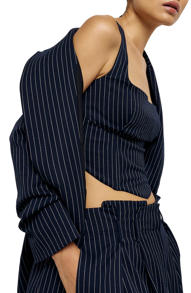 River Island Pinstripe Corset Crop Top, Alternate, color,