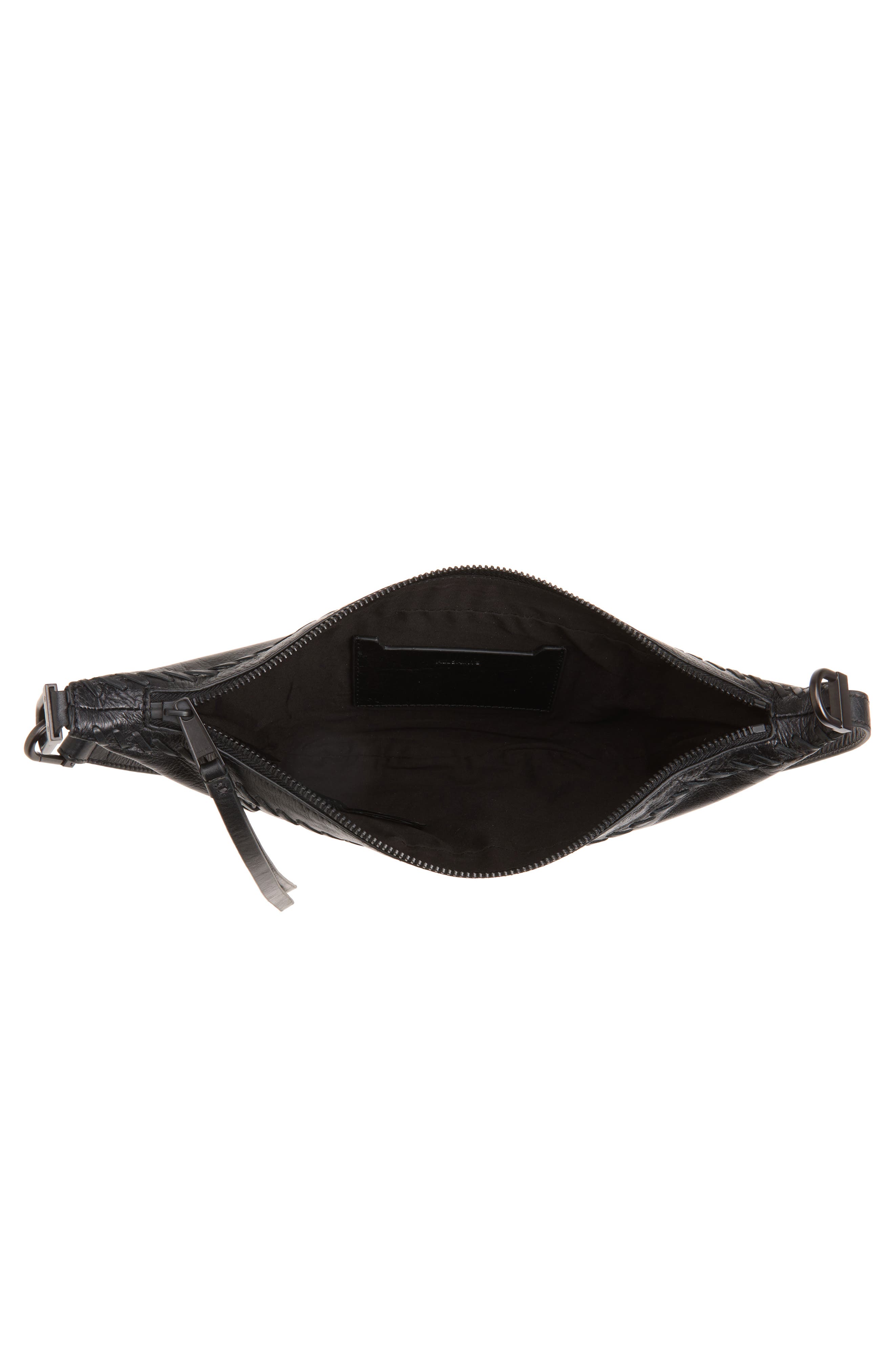 Esme Micro Whipstitch Leather Handbag, Alternate, color, BLACK